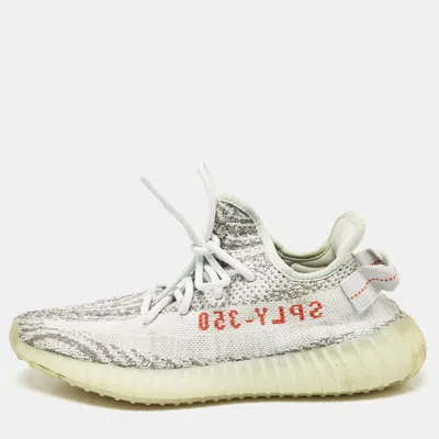 Pre-owned Yeezy X Adidas Grey/blue Knit Fabric Boost 350 V2 Blue Tint Sneakers Size 39 1/3