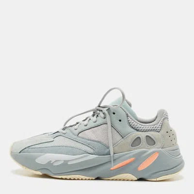 Pre-owned Yeezy X Adidas Grey/blue Suede And Mesh Boost 700 Inertia Sneakers Size 44 In Gray