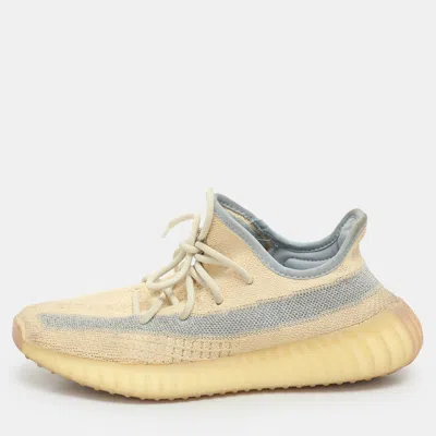 Pre-owned Yeezy X Adidas Light Beige Knit Fabric Boost 350 V2 Linen Sneakers Size 40 In Sand