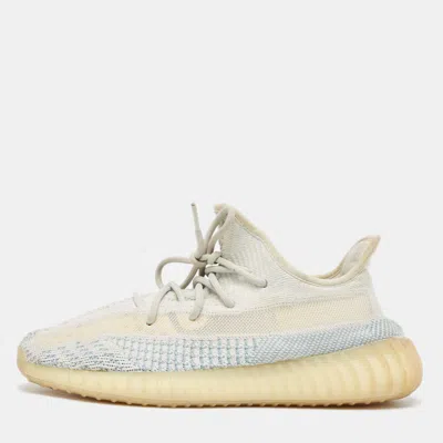 Pre-owned Yeezy X Adidas Light Blue/white Knit Fabric Boost 350 V2 Cloud White Sneakers Size 43 1/3