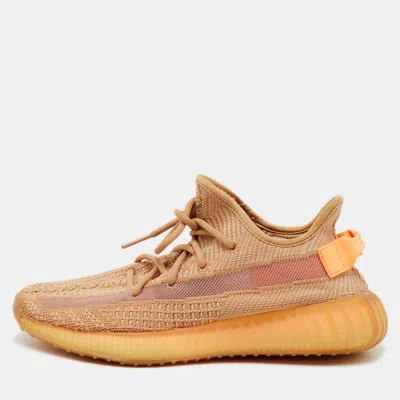 Pre-owned Yeezy X Adidas Light Orange Knit Fabric Boost 350 V2 Clay Sneakers Size 40 2/3