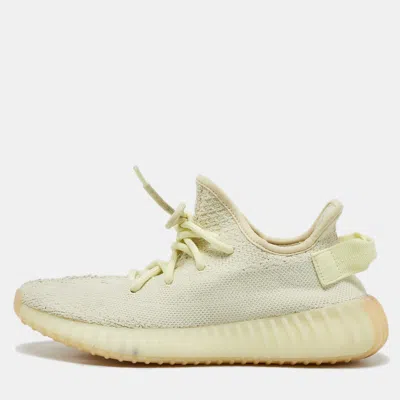 Pre-owned Yeezy X Adidas Light Yellow Knit Fabric Boost 350 V2 Butter Sneakers Size 38