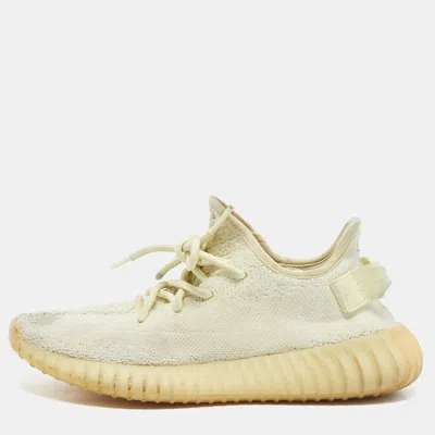 Pre-owned Yeezy X Adidas Light Yellow Knit Fabric Boost 350 V2 Butter Sneakers Size 38 2/3