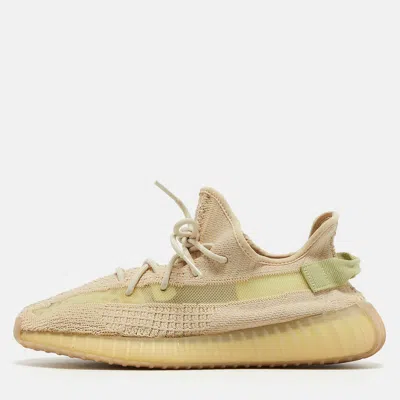 Pre-owned Yeezy X Adidas Light Yellow Knit Fabric Boost 350 V2 Butter Sneakers Size 44