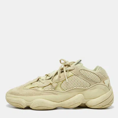 Pre-owned Yeezy X Adidas Light Yellow Suede And Mesh Yeezy 500 Low Top Sneakers Size 45.5 In Grey