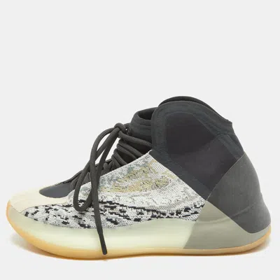 Pre-owned Yeezy X Adidas Multicolor Knit And Fabric Qntm Sea Teal Sneakers Size 39 1/3 In Grey