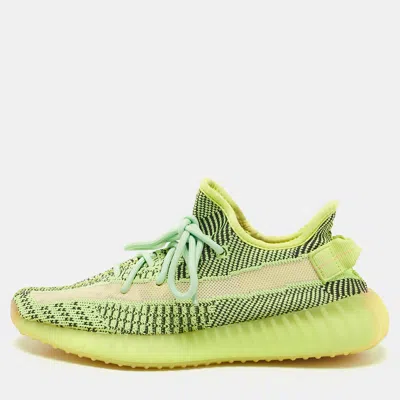 Pre-owned Yeezy X Adidas Neon Green Knit Fabric Boost 350 V2 Yeezreel (non Reflective) Sneakers Size 39 1/3