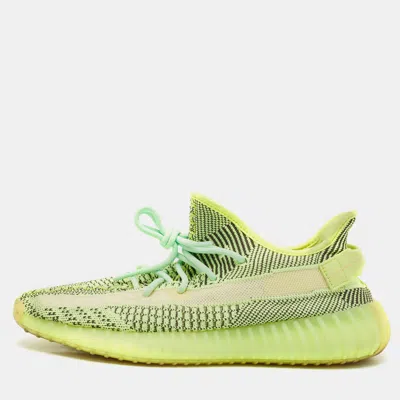 Pre-owned Yeezy X Adidas Neon Green Knit Fabric Boost 350 V2 Yeezreel (non Reflective) Sneakers Size 44