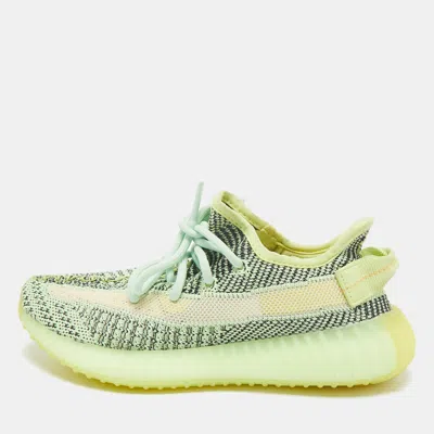 Pre-owned Yeezy X Adidas Neon Green Knit Fabric Boost 350 V2 Yeezreel (reflective) Sneakers Size 36