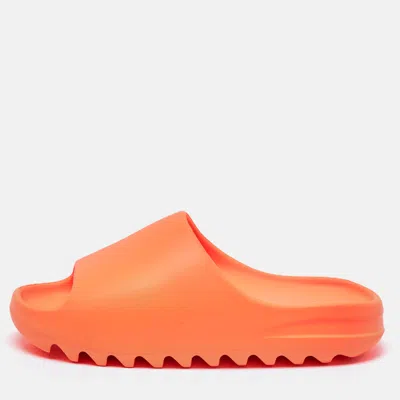 Pre-owned Yeezy X Adidas Neon Orange Rubber Enflame Orange Slides Size 43