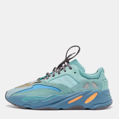 Pre-owned Yeezy X Adidas Nubuck And Mesh Boost 700 Faded Azure Sneakers Size 46 1/3 In Green