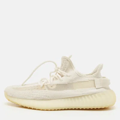 Pre-owned Yeezy X Adidas Off White Knit Fabric Boost 350 V2 Bone Sneakers Size 42 2/3