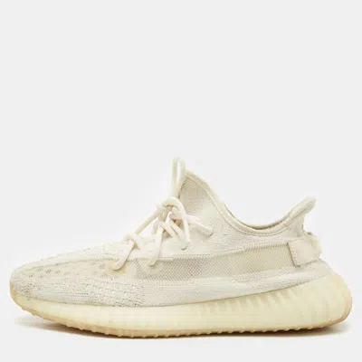 Pre-owned Yeezy X Adidas Off White Knit Fabric Boost 350 V2 Bone Sneakers Size 43 1/3