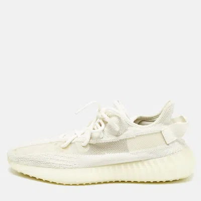 Pre-owned Yeezy X Adidas Off White Knit Fabric Boost 350 V2 Bone Sneakers Size 43 1/3