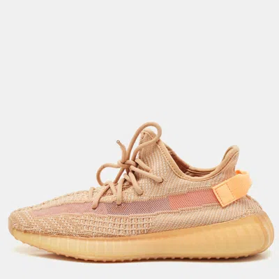 Pre-owned Yeezy X Adidas Orange Knit Fabric Boost 350 V2 Clay Sneakers Size 42 2/3