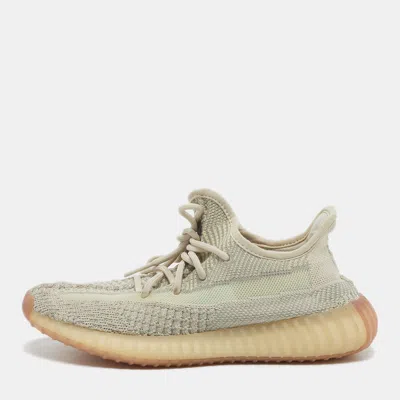 Pre-owned Yeezy X Adidas Pale Green Knit Fabric Boost 350 V2 Citrin (non-reflective) Sneakers Size 38.5