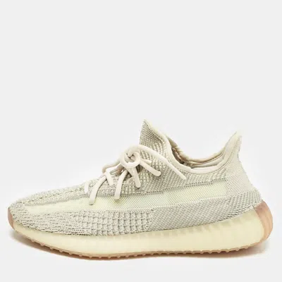 Pre-owned Yeezy X Adidas Pale Green Knit Fabric Boost 350 V2 Citrin (non-reflective) Sneakers Size 41 1/3