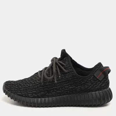 Pre-owned Yeezy X Adidas Pirate Black Knit Fabric Boost 350 V1 Lace Up Sneaker Size 42