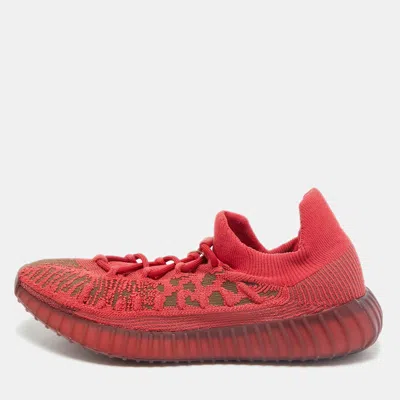 Pre-owned Yeezy X Adidas Red Knit Fabric Boost 350 V2 Cmpct Slate Red Sneakers Size 48