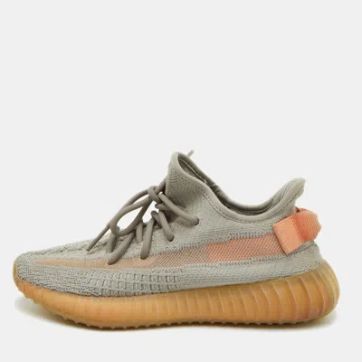 Pre-owned Yeezy X Adidas True Form Boost 350 V2 Size 37 1/3 Grey Knit Fabric Lace Up Sneakers In Gray