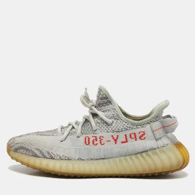 Pre-owned Yeezy X Adidas Two Tone Knit Fabric Boost 350 V2 Blue Tint Sneakers Size 40 2/3 In Grey