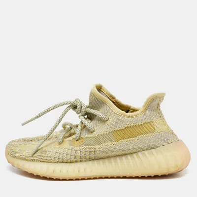 Pre-owned Yeezy X Adidas Two Tone Knit Fabric Boost 350 V2 Static Sneakers Size 36 In Yellow