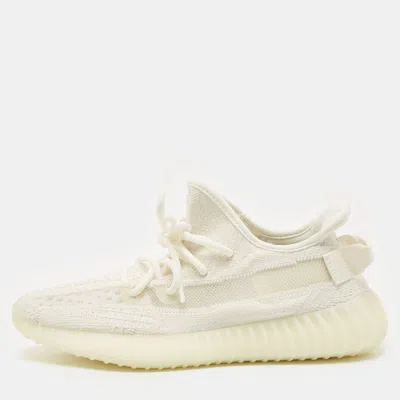Pre-owned Yeezy X Adidas White Knit Fabric Boost 350 V2 Bone Sneakers Size 40 2/3