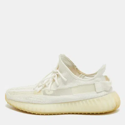 Pre-owned Yeezy X Adidas White Knit Fabric Boost 350 V2 White Trainers Size 44