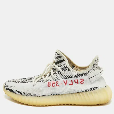Pre-owned Yeezy X Adidas White/black Knit Fabric Boost 350 V2 Zebra Sneakers Size 44