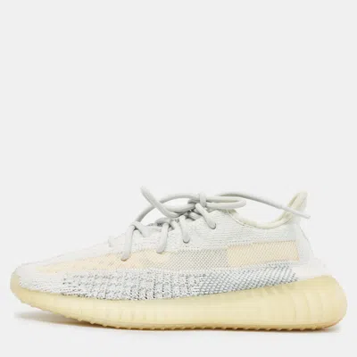 Pre-owned Yeezy X Adidas White/grey Knit Fabric Boost 350 V2 Cloud White Reflective Sneakers Size 39 1/3