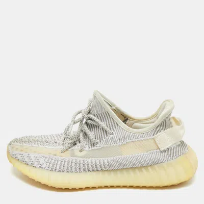 Pre-owned Yeezy X Adidas White/grey Knit Fabric Boost 350 V2 Static (non Reflective) Sneakers Size 43 1/3
