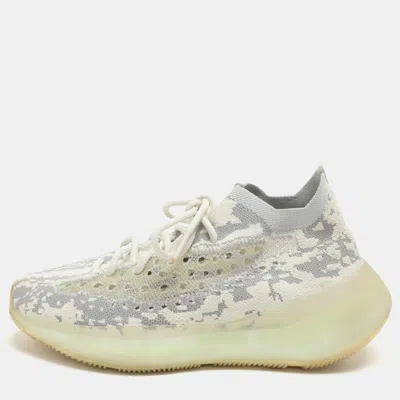 Pre-owned Yeezy X Adidas White/grey Knit Fabric Boost 380 'alien' Low Top Sneakers Size 40