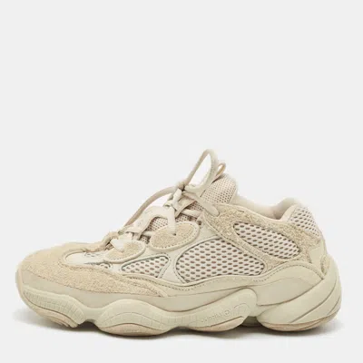 Pre-owned Yeezy X Adidas White/grey Suede And Fabric Yeezy 500 Sneakers Size 38 In Gray