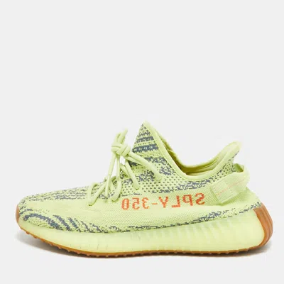 Pre-owned Yeezy X Adidas Yellow Knit Fabric Boost 350 V2 Semi Frozen Yellow Sneakers Size 42