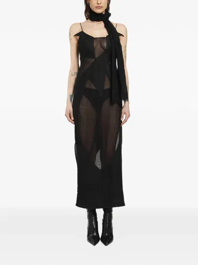 Yehuafan Long Dress In Virgin Wool In Multi