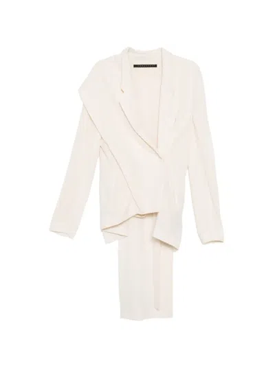 Yehuafan Asymmetric Frayed-edge Jacket In Neutral