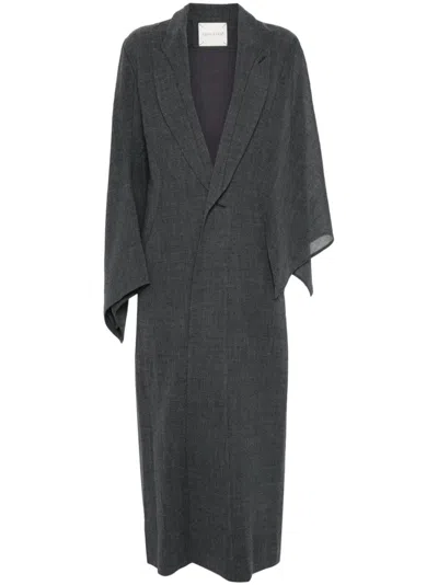 Yehuafan Asymmetric-sleeves Coat In Grey