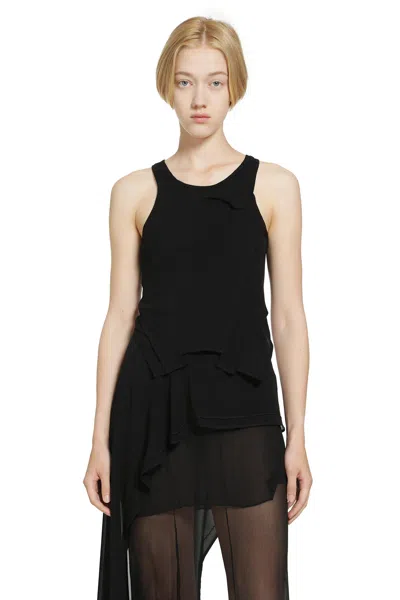 Yehuafan Asymmetric Tank Top In Black