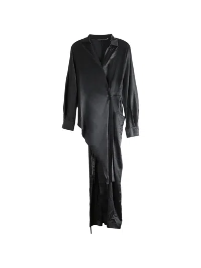 Yehuafan Asymmetric Wrap Maxi Dress In Black