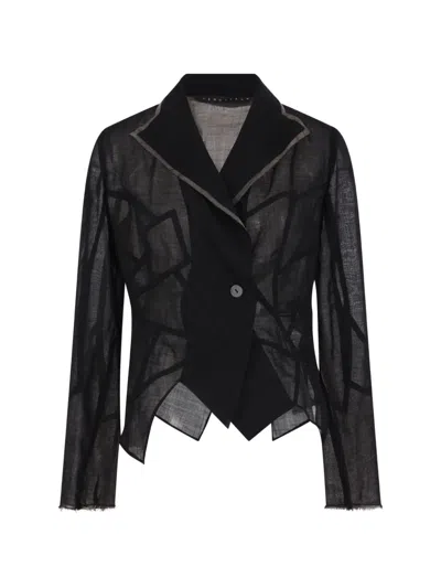 Yehuafan Button Geometric Jacket In Black