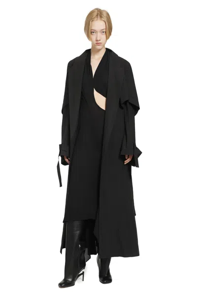 Yehuafan Cut-out V-neck Dress In Silk Chiffon In Black
