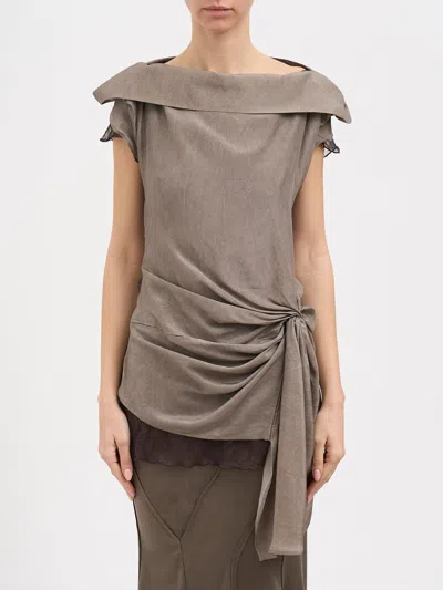 Yehuafan Double Silk Top In Gray