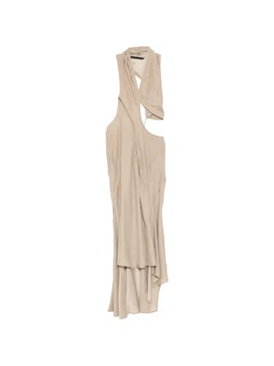 Yehuafan Draped Dress In Brown