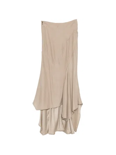 Yehuafan Draped Panelled Skirt In Neutral