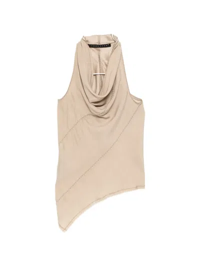 Yehuafan Draped-neck Top In Neutral