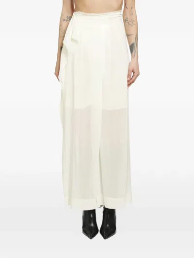 Yehuafan Cotton And Silk Trousers In White