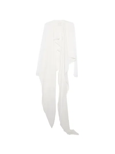 Yehuafan Frayed Draped Cardigan In White