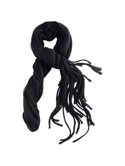 Yehuafan Fringed Cashmere Scarf In Black