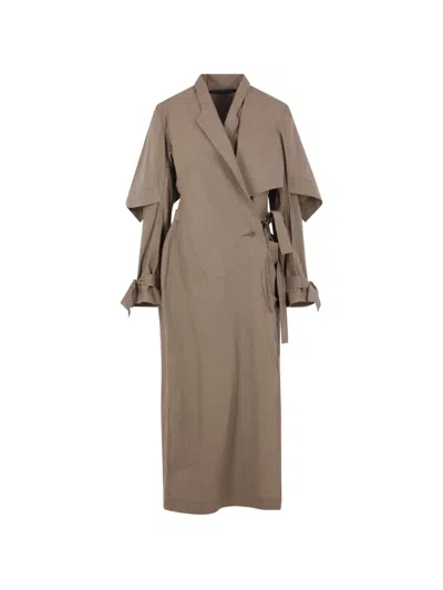 Yehuafan Layered Trench Coat In Brown