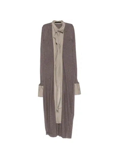 Yehuafan Layered-design Ruffle-detail Dress In Brown